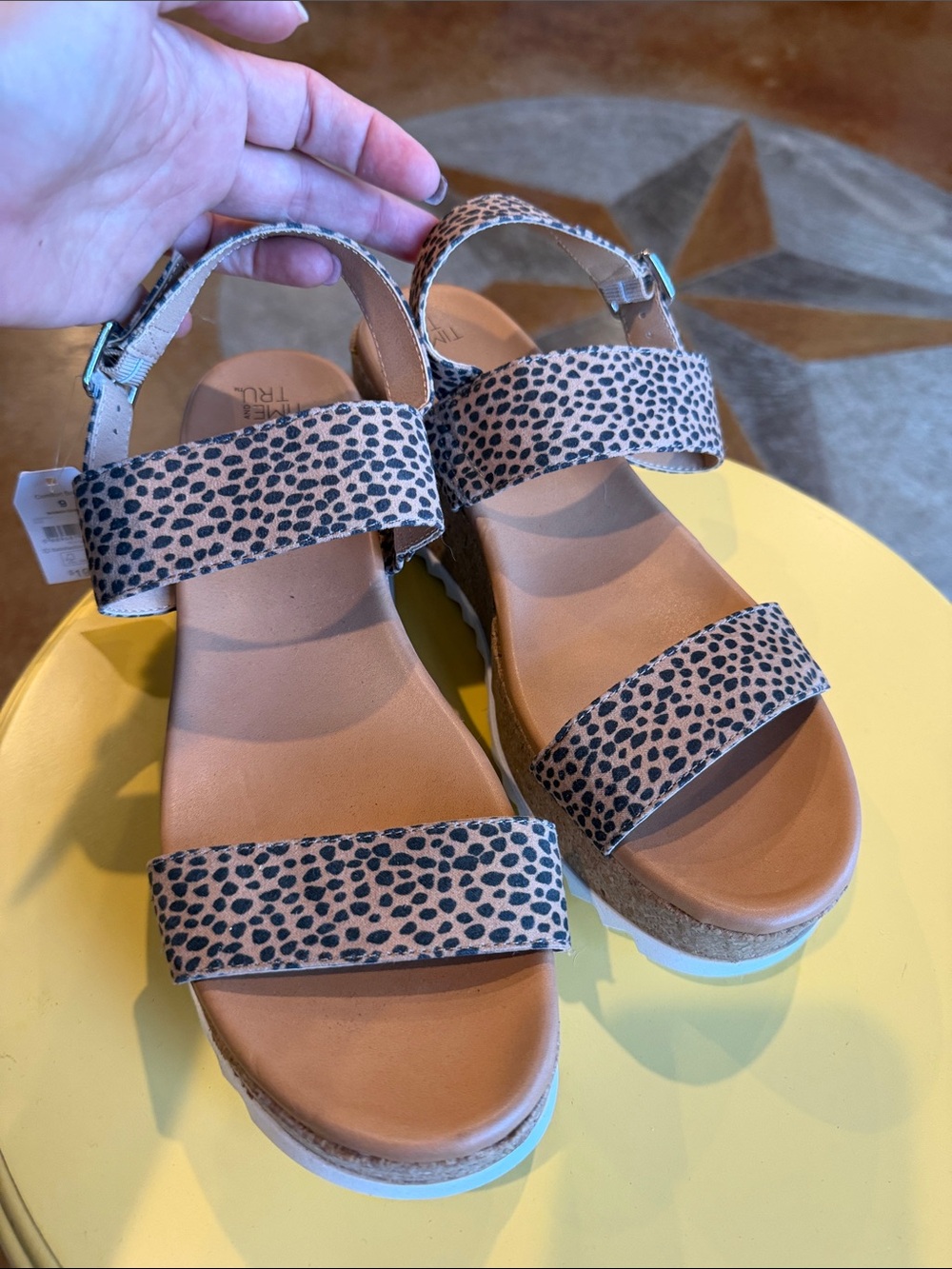 Leopard Print Two-Strap Platform Sandals